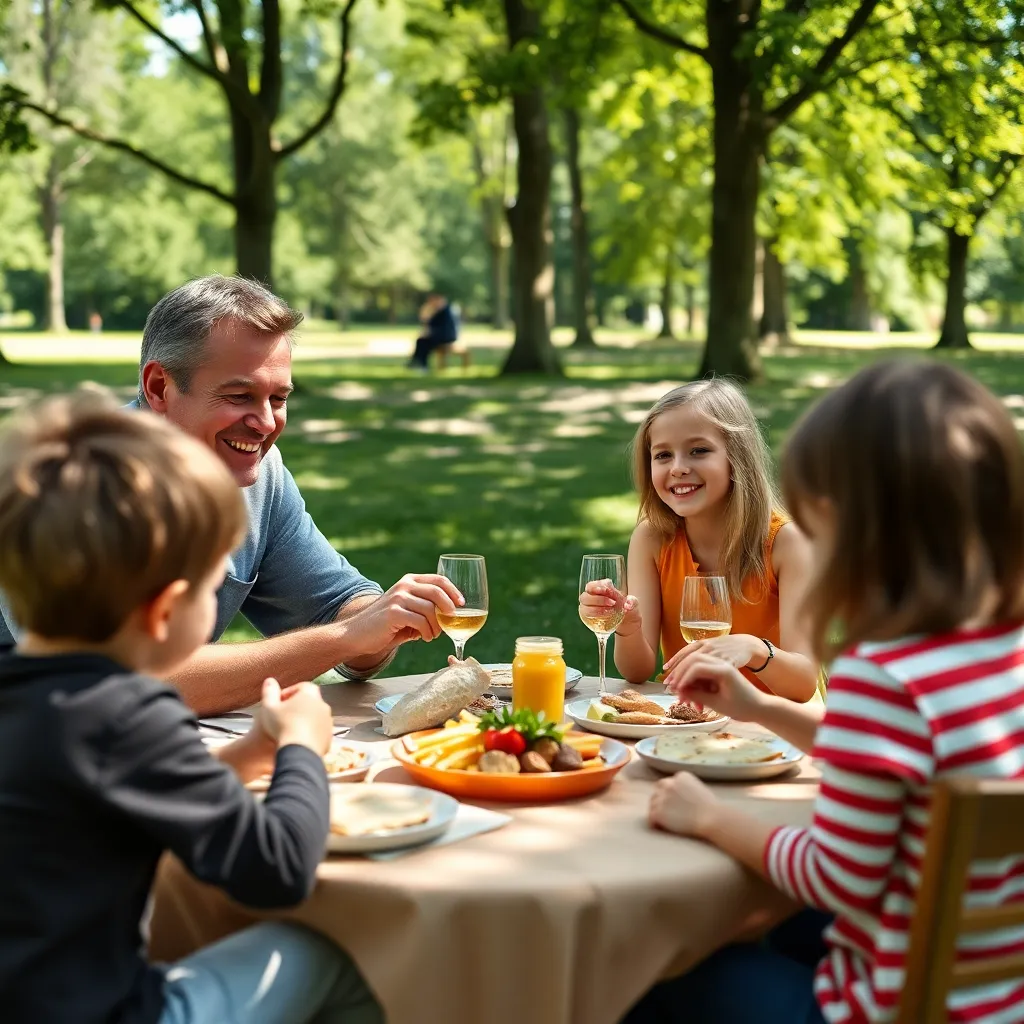 Gezin plant vakantiebudget met laptop en documenten