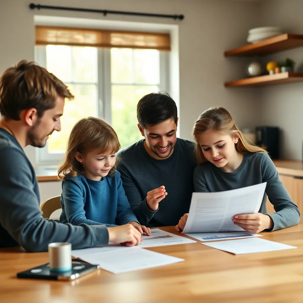 Ouder helpt kind met sparen in spaarpot